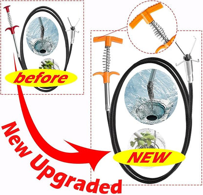 63 In Drain Snake Hair Drain Clog Remover Tool, Sink Drain Cleaner for Sewer Kitchen Bathroom Shower Tub Toilet Clogged Drains Opener Cleaning Tool, Flexible Grabber Claw Pick Up Reacher Tool