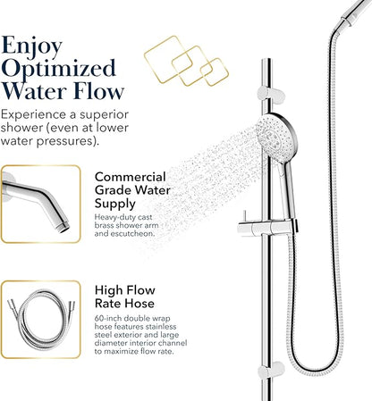 BATH ROYALE Handheld Shower Head, Detachable High Pressure & 3 Spray Modes, Brushed Nickel