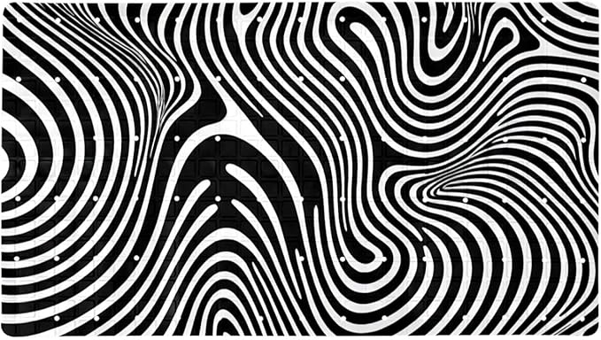 Bath Tub and Shower Mats, Non Slip Bathmat with Drain Holes and Suction Cups for Bathroom Floor, 15.1 x 26.8 Inch (Black and White Abstract Art Lines Pattern)