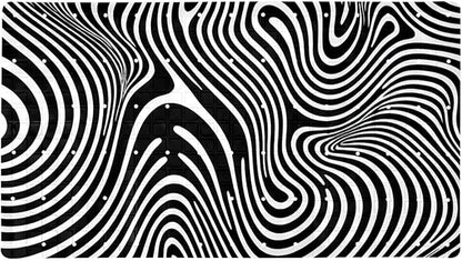 Bath Tub and Shower Mats, Non Slip Bathmat with Drain Holes and Suction Cups for Bathroom Floor, 15.1 x 26.8 Inch (Black and White Abstract Art Lines Pattern)