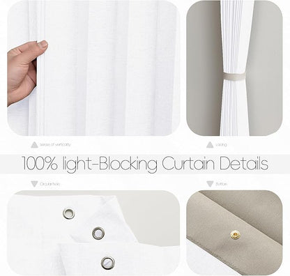 Accordian Door Curtain, 100% Blackout Folding Magnetic Doorway Curtains,Linen Style Closet Doors,for Room Divider,Privacy Protection（W72 x L78,White,1 Panel）