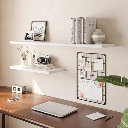 Wall Shelf Set of 3, White Floating Shelves 24 in W x 10 in D x 1 in H, Wooden Floating Wall Shelf with Invisible Brackets for Living Room/Bedroom/Bathroom/Kitchen Storage and Decor