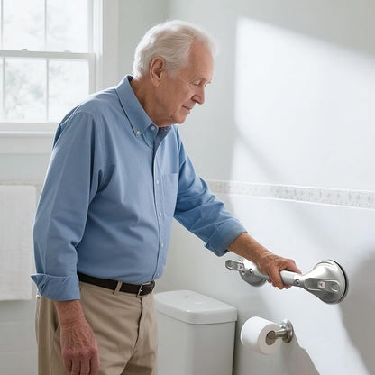 DAILYLIFE Grab Bars for Bathtubs and Showers, 15 inch Shower Handles for Elderly Suction, 300lbs Safety Shower Grab bar for Seniors and Elderly, Gray(1 Pack)