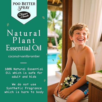 Clean-n-Fresh Toilet Spray 6.8 Fl.Oz, Poop Spray Beach Coco, Bathroom Air Fresheners Spray, Long Lasting Odor Eliminator - Coconut, Vanilla & Lily of the Valley