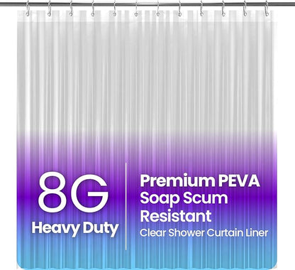 LiBa Bathroom Shower Curtain - Waterproof Plastic Shower Curtain Premium PEVA Non-Toxic with Rust Proof Grommets Clear 8G Heavy Duty Bathroom Accessories 72x96
