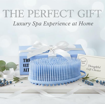 Silver Infused Silicone Body Scrubber Shower - Gentle Back Scrubber Soft Bristles - Avilana Premium Dual Sided Bath Brush Massage - Advanced Material Loofah Alternative - Gift Women Men