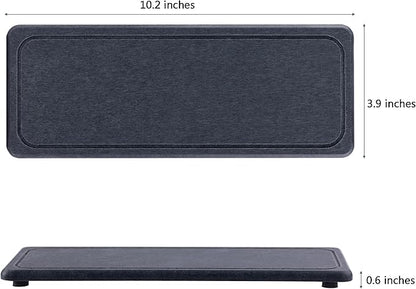 2 Pcs Water Absorbing Stone Trays, Kitchen/Bathroom Sink Soap Dish, Diatomite Tray Used for Hand Soap & Cosmetic Bottles in The Modern Home, 4" W x 10.2" L, Dark Gray