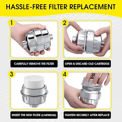 Shower Head Filter for Hard Water | 20-Stage High Output Shower Filter | Removes Chlorine and Fluoride to Help Reduce Dry Skin, Dandruff, and Hair Damage