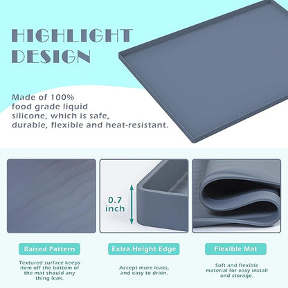URMONA Waterproof Silicone Under Sink Mat 25'' x 22'' Shelf Liner for Kitchen and Bathroom, Cabinet and Counter Protector, Storage and Organizers, Litter Mat, Pet Cat Puppy Essentials(Navy)