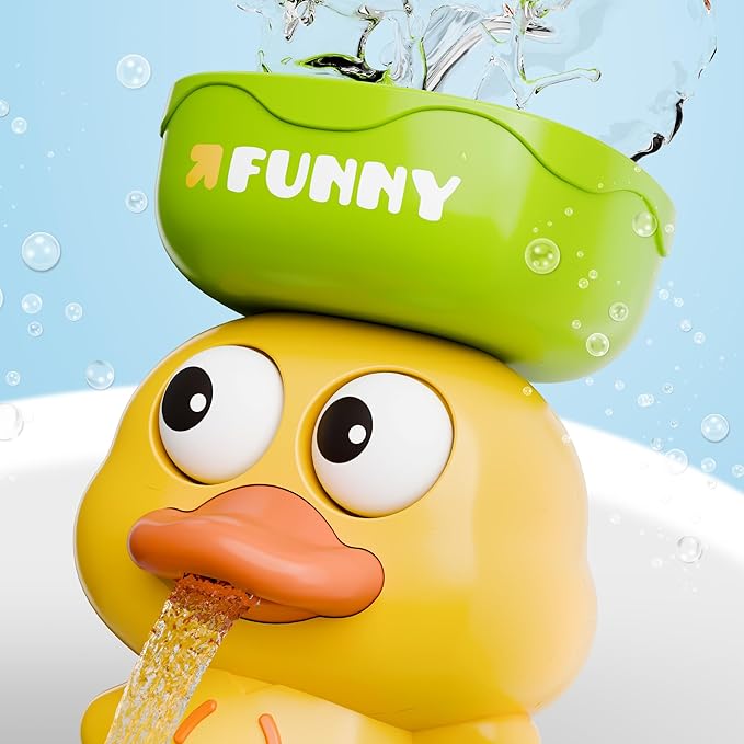 iPlay, iLearn Bath Toy for Toddlers 1-3, Baby Waterfall Duck Bathtub Toy W/ Suction Cup, Kid Bath Tub Shower Playset, Infant Bathtime Fun Birthday Stocking Gift 18 24 Month, 2-4, 3-5 Year Old Girl Boy