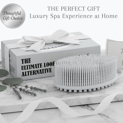Silicone Body Scrubber for Shower - Gentle Exfoliating Back Scrubber with Soft Bristles - Avilana Premium Dual Sided Bath Brush Massage - Loofah Alternative for Sensitive Skin - Gift Women Men