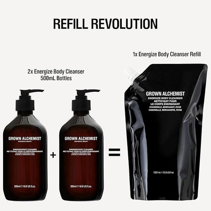 Grown Alchemist Invigorate Hand Wash Refill – Liquid Hand Soap with Aloe, Sweet Orange, Cedarwood & Sage – Gentle, Moisturizing Kitchen & Bathroom Soap, Natural Plant Based Gel Cleanser, 1L