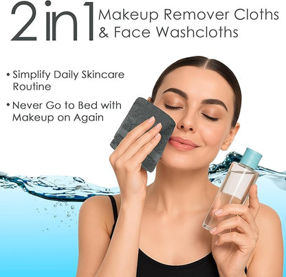 DAN RIVER 12-Pack Premium 100% Cotton Gray Face Towels – Reusable Face Towel Set, Soft & Absorbent Cotton Cloths for Bathroom & Body – Hand and Face Towels, 550 GSM (12x12 in)