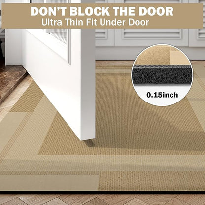 Non Slip Long Bath Mat Bathroom Runner, Rubber Backing Ultra Thin Bathroom Rugs Fit Under Door Quick Dry Super Absorbent Washable Bath Rug Shower Mat for Bathtub Sink Floor, Brown 24"x48"