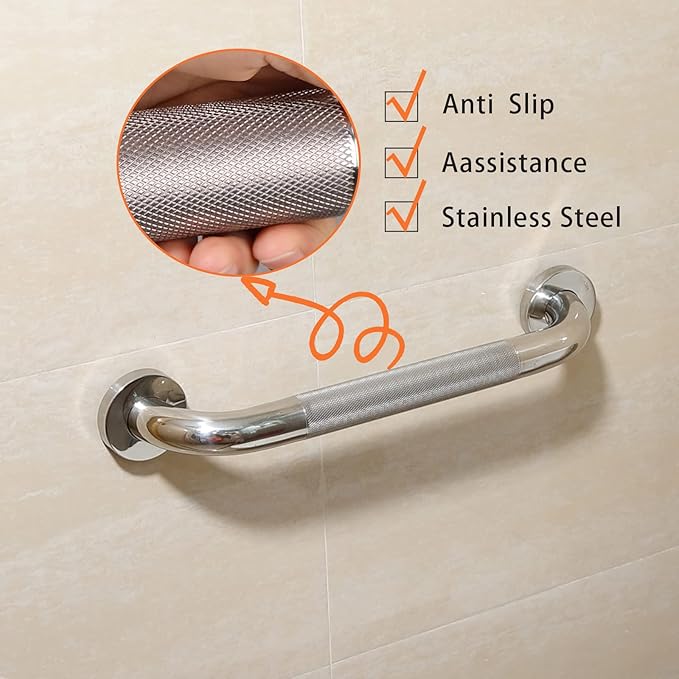 Shower Grab Bar, 2 Pack 24 Inch Bathroom Grab Bar, 1.25" Diameter 304 Stainless Steel Anti-Slip Grab Bars for Bathtubs and Showers, Handicap Shower Grab Bar for Seniors Elderly