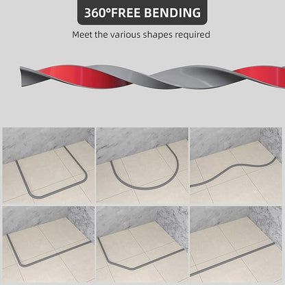 98Inch Collapsible Shower Threshold Water Dam Barrier, Self Adhesive Silicone Waterproof Shower Barrier Water Strip Dam for The Gap Between the Shower Kitchen Countertop Sink and Cooktop