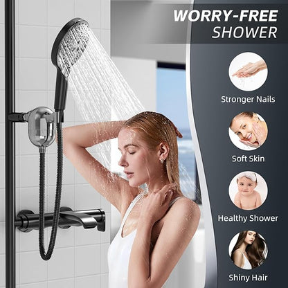 Hard Water Shower Head Filter - 25-Stage Aluminum, Easy Install, Removes Chlorine/Metals for Healthier Skin & Hair