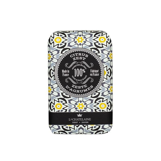 La Chatelaine Shea Butter Bar Soap| Natural and Organic |Triple Milled | Made in France | Unisex, Men, Women | Large (Citrus Zest)