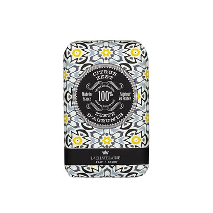 La Chatelaine Soap Supply Tin Gift Set |Unisex, Men, Women| Plant-based shea butter bar soaps | Made in France | Natural and Organic | Large soap bars | Set of 6, 8.8 oz./250g bars - Red Mosaic