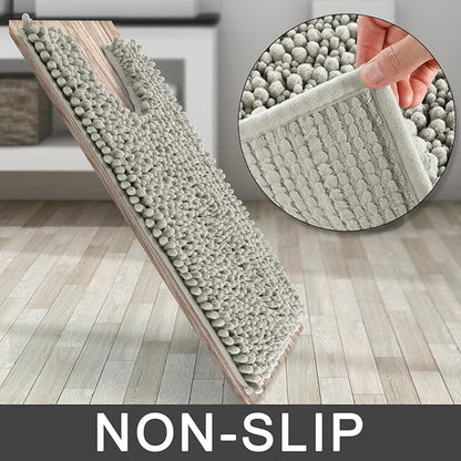 Yimobra Toilet Rug U Shaped Washable 24x20 Inch - Ultra Soft Absorbent Chenille Bath Rugs for Toilet, Quick Dry & Machine Washable, Non Slip Contour Bathroom Mat, Sand