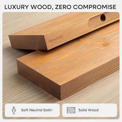 Homeforia 16 inch Golden Oak Floating Shelf, High End Solid Real Wood 16inch Small Floating Shelves for Wall Mounted, Oak Wooden 16in Floating Shelves, Heavy Duty Bracket, 16 X 6.5 X 1.75 in, Set of 4
