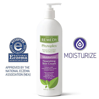 Medline Remedy Phytoplex Nourishing Skin Cream, Unscented Skin Moisturizer, Paraben Free Body Lotion, 16 Fl Oz (Pack of 2)