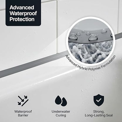 Anthracite Gray Kitchen & Bathroom Sealant & Adhesive Hybrid Polymer | Superior to Silicone Caulk Sealant | Waterproof, Odorless, Paintable | Ideal for Around Bathtub, Shower, Kitchen - 300ml 3 Pack