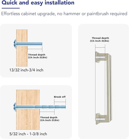 Ravinte Hardware 10 Pack Brushed Nickel Cabinet Pulls, 3-3/4 Inch (96mm) Hole Center Zinc Alloy Drawer Handles for Kitchen Cabinets, Cupboards, Dressers, Square Solid Metal Hardware