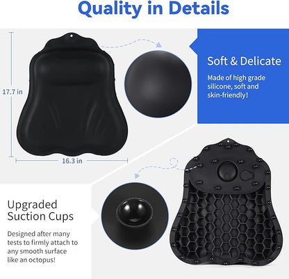 Goowin Bath Pillows for Tub, New Generation Skin-Friendly Silicone Bath Pillow, Luxury Bathtub Pillow for Head and Neck, Powerful Suction Tub Pillow for Bathtub with Inflatable Airbag (Black)