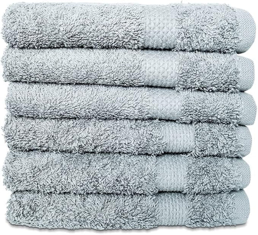 Hencely Premium 6-Pack Washcloths 12x12 Inches Soft Turkish Cotton High Absorbent and Quick Dry Dishtowel for Kitchen and Bath (Wash Cloth 6 Pack, Water Green)