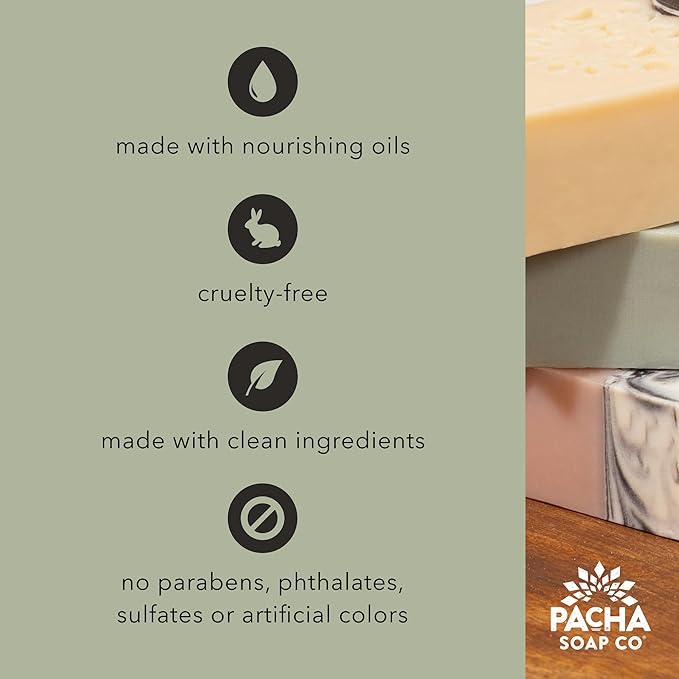 Pacha Soap Co. Handcrafted Bar Soap - Pacha Peaces Uplift & Calm Bundle with Premium Soothing Essential Oils, Natural Bar Soap for Body, Face & Hands, Made in USA for Women and Men, 2-Pack (4 oz ea)