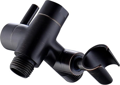 G-Promise Solid Metal Shower Arm Diverter with Holder for Hand Held Showerhead and Fixed Spray Head, G 1/2 3-Way Bathroom Universal Diverter System Replacement Part (Oil Rubbed Bronze)
