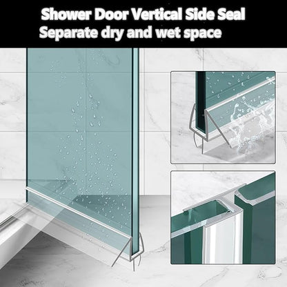 Shower Door Bottom&Side Seal Set 3PCS, 78" (1981mm) Length H-Type PVC Strip for 3/8" (10mm) Thick Frameless Glass Door, to Stop Water Leaks