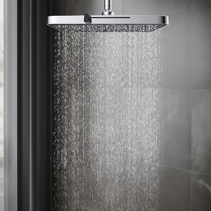 Hibbent 5 Spray Modes Shower Head, 13'' High Pressure Rain Shower Head, Large Rainfall Showerhead for Bathroom, High Flow Waterfall Fixed Showerheads with Adjustable Swivel Ball Joint, Chrome