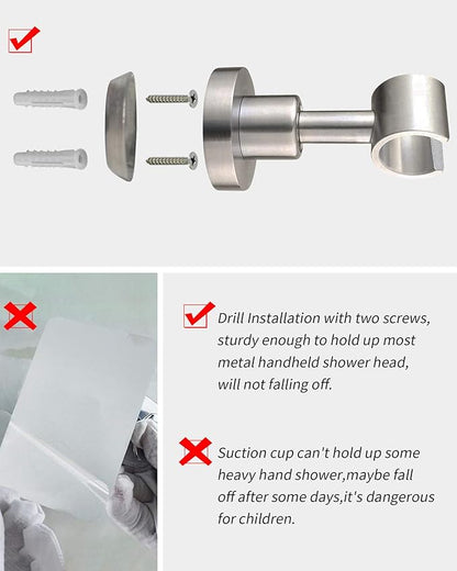 PHASAT Handheld Shower Head Holder Adjustable 304 Stainless Steel Handheld Shower Head Bracket Holder Wall Mount,Shower Wand Holder Brushed Nickel,A13021N