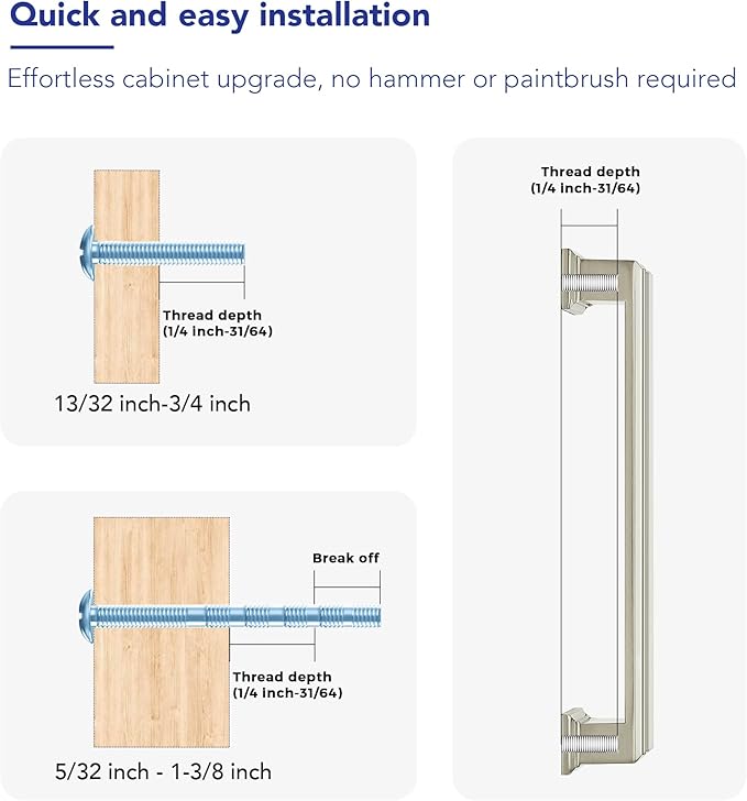 Ravinte Hardware 10 Pack Brushed Nickel Cabinet Pulls, 5 Inch (128mm) Hole Center Zinc Alloy Drawer Handles for Kitchen Cabinets, Cupboards, Dressers, Square Solid Metal Hardware