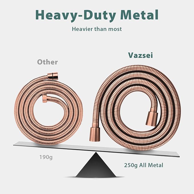 Shower Hose Replacement For Cleaning 304 Stainless Steel Shower Head Hoses 59 Inches High Pressure Bidet Hose Flexible Rose Gold Extension Showerhead Hoses Extra Long (Rose Gold, 58 In)