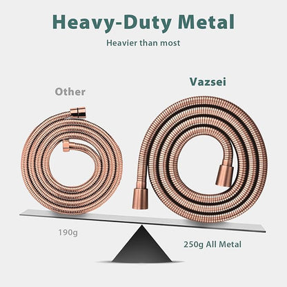 Shower Hose Replacement For Cleaning 304 Stainless Steel Shower Head Hoses 59 Inches High Pressure Bidet Hose Flexible Rose Gold Extension Showerhead Hoses Extra Long (Rose Gold, 48 In)