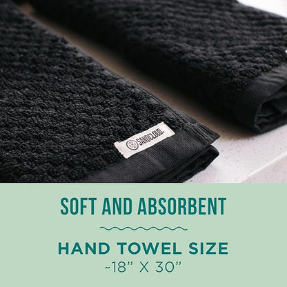 Sand Cloud Turkish Bath Towels for Bathroom, Set of 2 (Atom Black, Large) - Luxury Soft Linen Turkish Organic Cotton is Luxurious & Absorbent - Premium Shower & Bathroom Towels Dry Faster