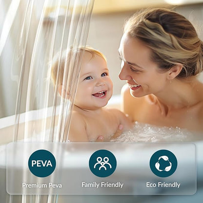 Titanker Clear Shower Curtain Liner, Premium PEVA Shower Liner Heavy Duty Waterproof Shower Curtains for Bathroom with Big Stones and Grommets, 72x72 Inches