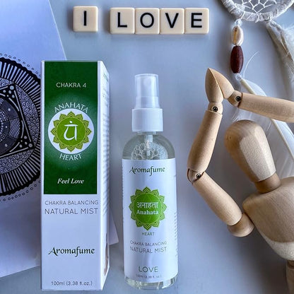 Aromafume Heart Chakra Natural Mist 100ml/3.3 fl oz | Anahata | Aromatherapy Spray for Chakra Balance | Rose & Bergamot Extracts | Essential Oil Spray for Meditation, Yoga, Reiki