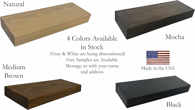 joelsantiques 42 Inch Wooden Floating Shelves for Wall - 42x10x2 in - Made of Natural Wood - Long Heavy Duty Rustic Wall Shelves for Bedroom - Perfect for Living Room, Kitchen - Black