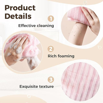 Exfoliating Shower Towel, 2026 Upgraded Exfoliating Washcloth, Body Back Scrubber for Shower, Long Scrub Towel for Women Men Full Body Exfoliator (2 Pcs)