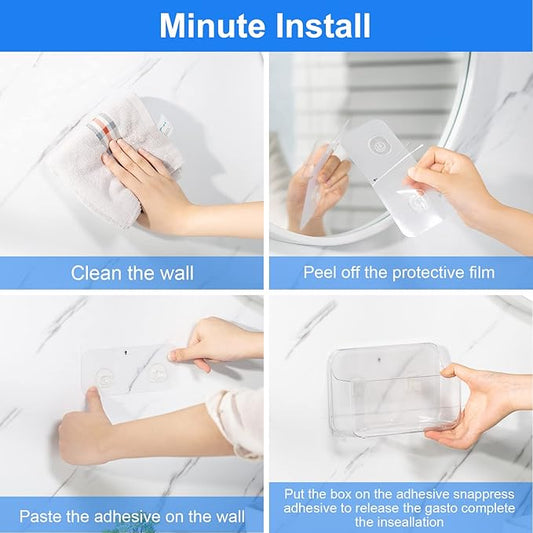 Diesisa 2pc Acrylic Wall Mount Organizer, Adhesive Clear Cabinet Door Organizer,Acrylic Shelves for Wall,No Drilling Hang Walls,with Self Adhesive Tape, for Bathroom, Kitchen, Living Room