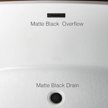 WOODBRIDGE 71" Acrylic Freestanding Bathtub Contemporary Soaking Black Tub with Matte Black Overflow and Drain,Black,B1817-MB