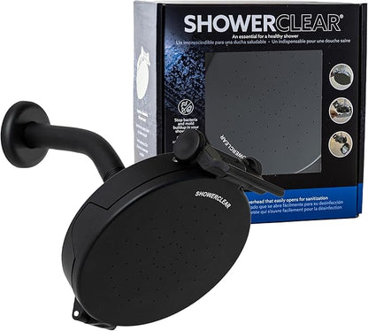 Shower Clear-The World’s Only Cleanable Shower Head with Patented Open-Clean Design to Reduce Moisture and Buildup, High Pressure Flow, Universal Fit -Matte Black (1.1 lbs, 5.5 inches)
