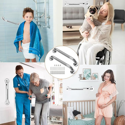 Shower Grab Bar, 2 Pack 12 Inch Bathroom Grab Bar, 304 Stainless Steel 1.25" Diameter Anti-Slip Handicap Grab Bar Support Shower Rail Senior Handrail Shower Safety Bar Handle
