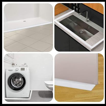 Raycity Collapsible Shower Threshold Water Dam Barrier,Shower Door and Kitchen Water Strip Dam Shower Guard for Dry And Wet Separation Caulk Seal Strip Edge Trim(67Inches/Transparent)