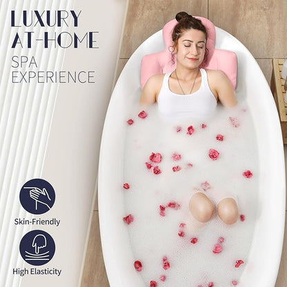 Full Body Bath Pillow for Bathtub, Thick Bathtub Cushion with Laundry Bag, Luxury Tub Pillow for Bath for Headrest Neck and Back Support Pink 51" x 16"