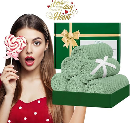 VOOVA & MOVAS Face Towels, 6PC 13"x13" - 100% Cotton | Quick Dry | Thick | Soft | Light Weight | Absorbent, Luxury Face Towels for Bathroom & Showering, Bathroom Decor, Mint Green